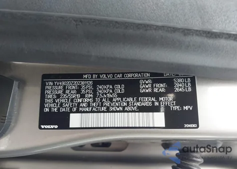 2013 Volvo Xc60 T6/T6 Platinum/T6 Premier Plus/T6 R-Design/T6 R-Design Platinum/T6 R-Design Premier Plus from USA, damaged, VIN YV4902DZ2D2381126